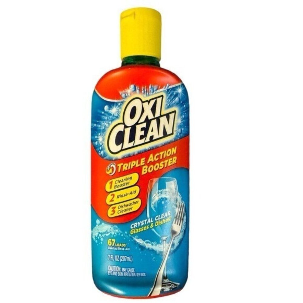 2 x OxiClean Triple Action Dishwashing Booster 67 Loads Rinse-Aid 7 Fl Oz